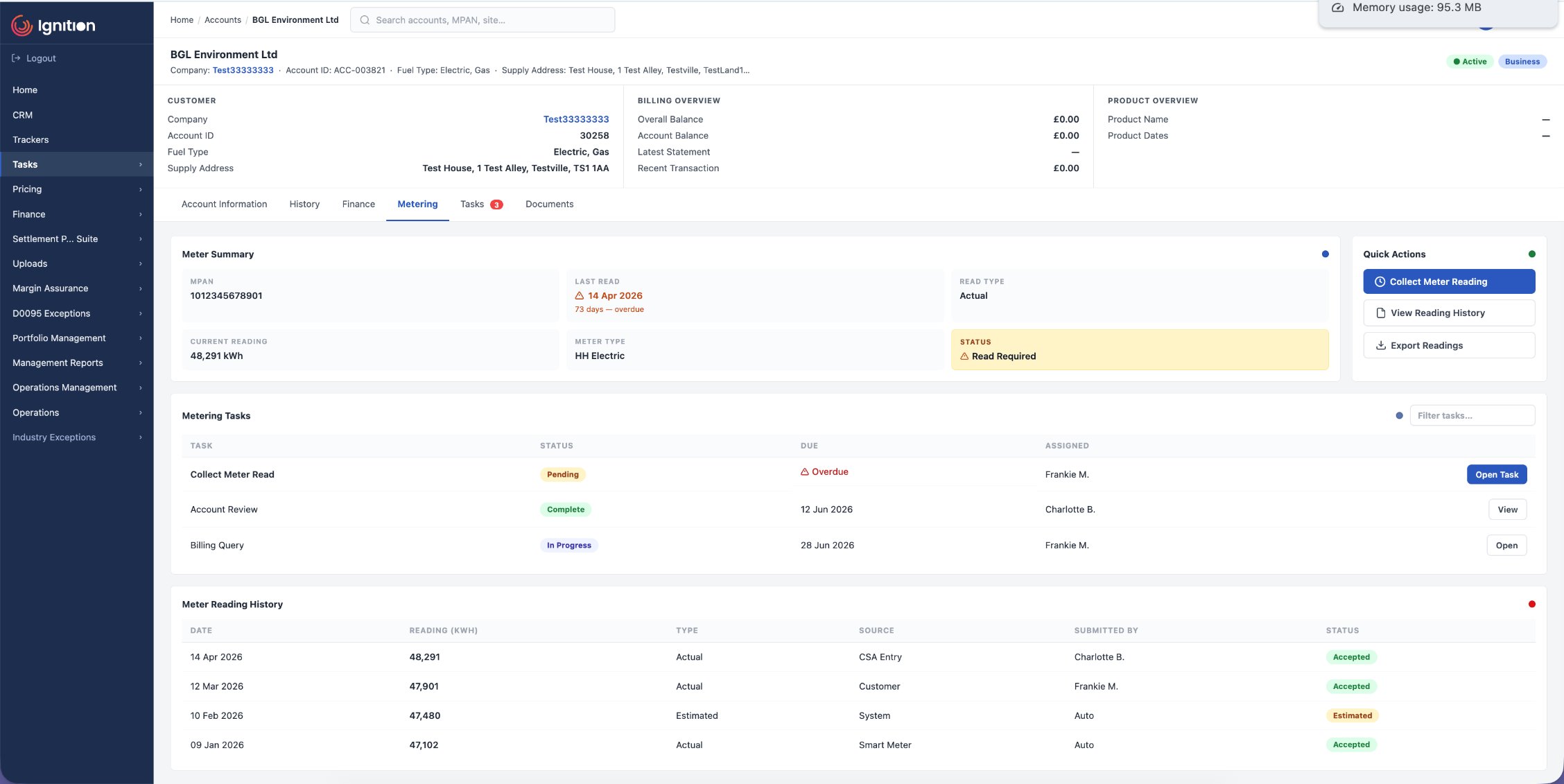 App 1 overview — overdue status surfaced, read-required flagged